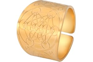 LIKGREAT Bague du Sceau des 7 Archanges Bague du Cube de Metatron Bague du Sceau de Lilith Symbole Biblique Bague Amulette Talisman Bague Religieuse Bijoux en Acier Inoxydable Cadeaux pour Hommes Femmes