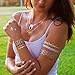 #1 Metallic Temporary Tattoos. 8 Sheet Pack. Gold Silver Temporary Tattoos. High Gloss Shimmer Effect.