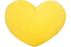 CHAMPRACER Herzkissen, Herz Kissen Kinderzimmer, Kuschelkissen Kinder Herzform Dekokissen Kopfkissen Kissen Zierkissen, Plüsch Kinderkissen für Kinderzimmer Sofa Dekoration (Gelb,40 cm)