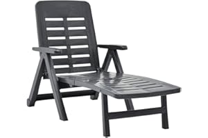 vidaXL Chaise Longue Pliable Chaise Longue de Jardin Chaise Longue de Patio Chaise Longue de Terrasse Arrière-Cour Extérieur Plastique Anthracite