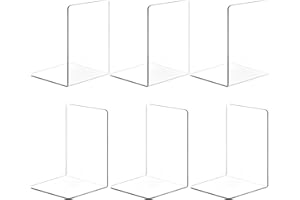 SUUEIOKL 6 Pz Fermalibri per Mensoles, Reggi Libri per Mensole Libreria da Scrivania, Reggilibri in Acrilico, Reggilibri per Mensole Trasparenti, Ferma Libri da Scaffale Antiscivolo per Ufficio Scuola