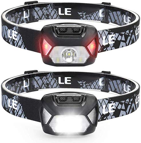 LE Lampe Frontale Piles 1300lux 6 Modes, Lumière Frontale Concentrée & Diffusée, Torche Frontale IPX6 Étanche Distance 120 M Légère pour Enfants Adultes (Lot de 2)