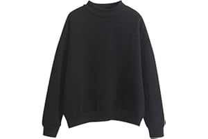 KOBILEE Felpa Donna Manica Lunga Cotone Curvy Felpa Maglietta senza Cappuccio Leggero Hoodie Maglione Girocollo Felpata Maglia Sweatshirt Felpe Morbide