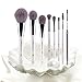 MSQ® 8pcs Makeup Brushes Set Soft Synthetic Hair Solid Wood Handle Professional Cosmetic Brushes With Luxury PU Leather Cylinder Best Gift For Your Love (Collection' Edition) (White)