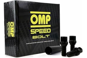 OMP Speed Juego de 20 Tornillos Desplazantes para Llantas M14X1.50 Conico Largo 28mm Llave 17/19 Color Negro DIN 10.9