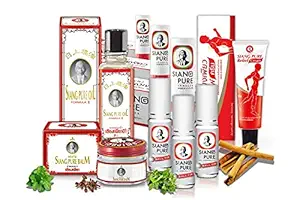 Health & Wellness Kit (Medium) - Siang Pure Premium (9 Pcs assorted) -All Purpose Wellness Oil 25 cc (1 pc) + Inhaler for Nasal Decongestion 2 cc (3 pcs)+ Ointment for Mosquito Bite (3 pcs) +Cold-/cough & Pain Relief Balm 40 gms(1)+ Relief Cream for Joint & Muscle Pain 60 gms (1)