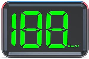 Shkalacar Auto Head Up Display, Digitaler Tachometer mit Großer Bildschirm und Fahrzeuggeschwindigkeitsanzeige, GPS KM/H Tachometer für PKW, LKW, Plug-and-Play(Typ 1, Grünes Wort-KMH)