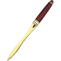CaLeQi Brieföffner aus Edelstahl, mit Holzgriff, goldfarben, Messer zum Öffnen von Umschlägen, Büromaterial (Golden)
