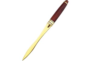 CaLeQi Griff Brieföffner Messer Edelstahl Messer Split File Umschläge Briefpapier Griff Portable Umschlagöffner für Schule Haus Arbeit Verwendungen (Mahagoni Gold Brieföffn)