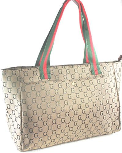 Designer Inspired Monogram Shopper Bags / Totes (Beige)