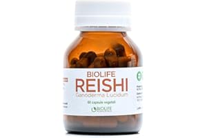 BIOLIFE NUTRACEUTICA Biolife Reishi | Estratto di Ganoderma Lucidum Puro |Difese Immunitarie e Antiossidante |Riduce Stress e Ansia | Titolato 50% Polisaccaridi Alta titolazione | 60 cps da 500 mg | Per Vegani