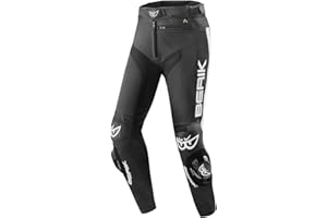 Berik Track Pantaloni di pelle, nero/bianco, 58