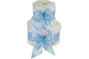 DUBISTDA -WINDELTORTEN- Gâteau de couches à personnaliser soi-même | Cadeau de naissance pour garçon fille neutre (2 étages, bleu)