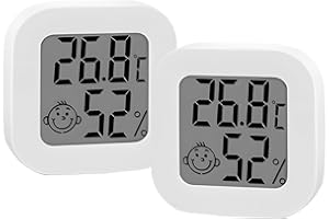 GAUBSS 2 Pack Indoor Thermometer Hygrometer, Mini Room Thermometer, Room Thermometer Indoor, Accurate Hygrometer with Clear LCD Display and Face Icons for House, Greenhouse, Baby, Office, Home, Garden