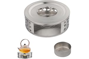 SALUBOHUM Teewärmer, kaffeewärmer,Stövchen aus Edelstahl,Stövchen für teekanne Glas, Speziell für die Warmhaltung von Heißgetränken entwickelt, aus Edelstahl gefertigt (silberfarben)