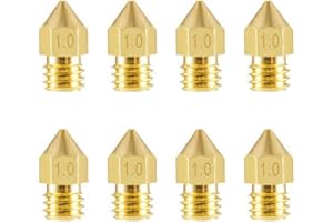 Aokin 8 Pcs 1.0mm MK8 Extruder Nozzles 3D Printer Nozzles for Creality Ender 3/3 Pro/3 V2, Ender 5/5 Pro, CR-10/10S, Makerbot, Anet A8 3D Printer