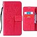 Produktbild Handyhüllen Xiaomi Redmi Note 4X Hülle, Ougger Glücklicher Blattdruck Tasche Leder Schutzhülle Bumper Schale Weich Tasche Magnet Silikon Beutel Flip Cover mit Kartenslot (Pink)