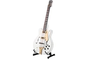 HONGZER Guitarra en Miniatura, réplica de Guitarra eléctrica en Miniatura Blanca de 5.5 pulg. con Caja, Modelo de Ornamento