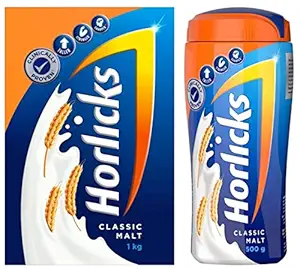 Horlicks Health & Nutrition drink - 1 kg Refill pack (Classic Malt) Horlicks Health & Nutrition Drink - 500 g Pet Jar (Classic Malt)