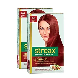 Streax Cream Hair Colour for Unisex, 120 ml (Pack of 2) - Flame Red