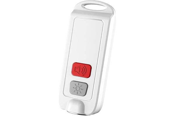 eMylo 130dB Alarme de sécurité personnelle, Alarme d'autodéfense Lampe de Poche LED d'urgence Rechargeable pour Femmes, Personnes âgées, Enfants (Blanc, 1 Paquet)