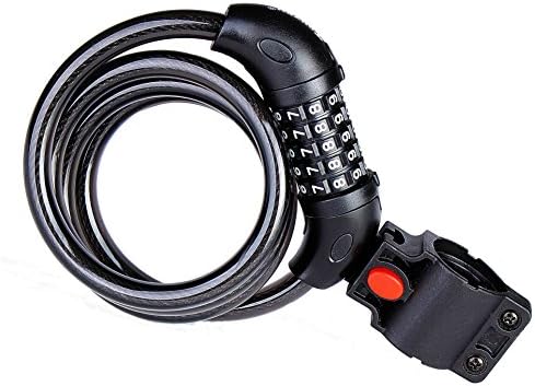 Bike Lock, Bicycle Lock High Security 5 Digit Resettable Combination Self Coiling Cable Lock for Bicycle Motorbike Gate Fence Garage Door 1.25m