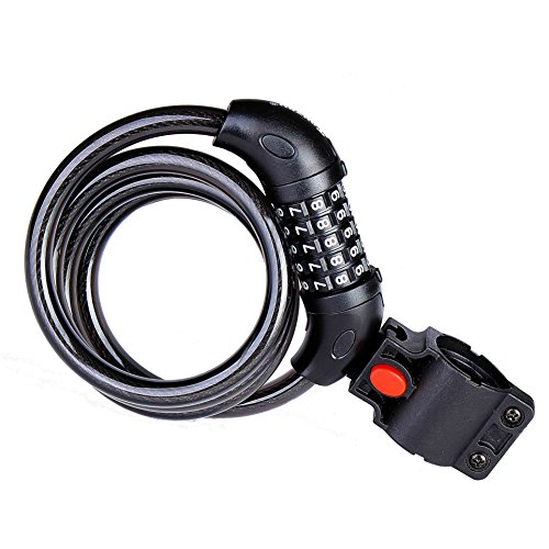 Bike Lock, Bicycle Lock High Security 5 Digit Resettable Combination Self Coiling Cable Lock for Bicycle Motorbike Gate Fence Garage Door 1.25m