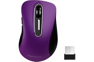 memzuoix 2.4G Wireless Mouse, 1400 DPI Mobile Optical Cordless with USB Receiver, Portable Computer Mice Wireless Mouse for Laptop, PC, Desktop, MacBook, 5 Buttons (Purple)
