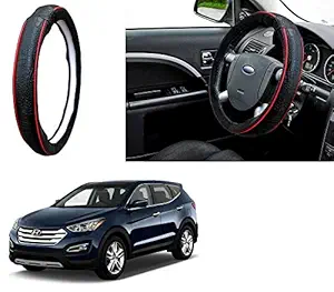 Auto Pearl Adinox Ring Type Car Steering Wheel Cover (Diamond Black Red) for -Hyudnai Santa Fe
