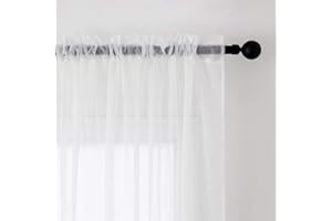 MIULEE 2 panele w czystym kolorze, przezroczyste zasłony okienne, gładkie, eleganckie panele welonowe, zasłony okienne, do sypialni, salonu, białe, 140 x 175 cm, pręt kieszonkowy