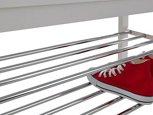 Schuhbank Schuhregal Schuhschrank ULFI 2 | Kiefer massiv | weiß lackiert | 108x47x30 cm - 7
