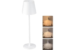 ‎JACKYLED JACKYLED Tischlampe Kabellos, Wiederaufladbar mit 5000mAh Akku, 3 Höhen Verstellbar, 3 Farbtemperaturen Dimmbar (Weiß, 1 Stück)