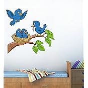 Decals Design 'Birds Feeding' Wall Sticker (PVC Vinyl, 70 cm x 50 cm),Multicolour