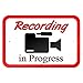 Produktbild bienternary RECORDING IN PROGRESS Video Kamera Camcorder Symbol 9 x 6 Aluminium Schild Blechschilder Vintage Road Schilder Dose Teller Schilder dekorativer