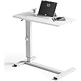 Warmiehomy Overbed Bedside Table with Wheels 80x40cmx67-91cm Adjustable Height Laptop Side Table for Bed & Sofa,Hospital Bed End Table Large Standing Desk for Home Office Bedroom Living Room, White