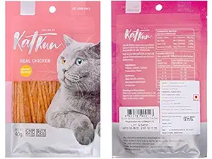 KAT KUN Sliced Cat Food for Adult Cat and Kitten/Cat Treat, Chicken Flavour, 40gm Pack