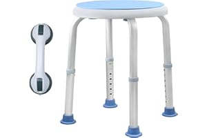 YRHome sgabello da bagno sedia da doccia girevole a 360° doccia regolabile in altezza ausilio sedile antiscivolo con maniglia per vasca da bagno in plastica per anziani, disabili, donne in gravidanza