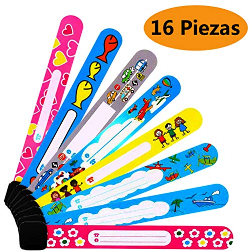 Stone TH Pulsera Identificativa Niños, 16 piezas Reutilizable Pulsera Bebé Segurida Pulsera Antiperdida Niños Resistente al Agua Pulsera