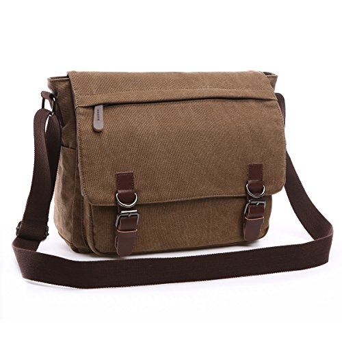 BAOSHA MS-08 Canvas Umh  ngetasche Schultertasche 15 Zoll Computer Laptop Tasche Crossbody Messenger Bag f  r Arbeit Uni Reise Sport  Kaffee 