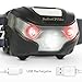 Produktbild LED Kopflampe - Wieder-aufladbarer USB Kopf Taschenlampe mit verstellbarem Riemen - Mini leichte Taschenlampe mit einem hellen weißen und zwei roten Lichtern - Kopflampe um mit dem Hund Gassi zu gehen, Laufen und Campen