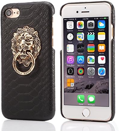 Lizard Snake Skin Pattern Lion King Finger Ring Holder Leather Phone Case Cover For iPhone 5s SE/6s/6plus/7/7plus (iPhone 7plus, Black)