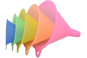 Kisbeibi Plastic Funnel, Rainbow Kitchen Funnels for Filling Bottles or Containers, Small Funnel Sets, 1 Set - 5 Cooking Funnels for Transferring Liquid, Fluid and Dry Ingredients(5 pcs)