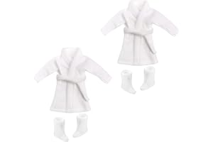 AMSIXNT 4 pezzi Vestiti di natale per bambola elfo,accappatoio per Bambola di elfo,costume per bambola elfo,calzino per elfo natale,accessori per costume della bambola di elfo natale