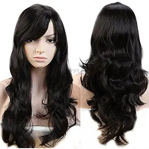 Pema Hair Extensions And Wigs D-DIVINE Very Fine Quality Full Head Long Wavy Hair Wigs for Girls/Women (Natural Black)