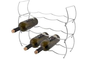 axentia Soporte para Vino, Botellero de Alambre de Acero Cromado para 12 Botellas, Estantería para Botellas de Vino Aprox. 43 x 42 x 15 cm, Plateado