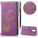 Produktbild LG K8 2017 Hülle,WIWJ Handyhülle Wallet Case Heißprägen Prägung Schmetterlinge Ledertasche Flip Schutzhülle für LG K8 2017-Lila