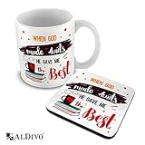 alDivo Premium Quality When God Made Aunts He Gave Me The Best Printed Combo Gift Pack of Ceramic Coffee Mug 330 ml + Printed Coaster