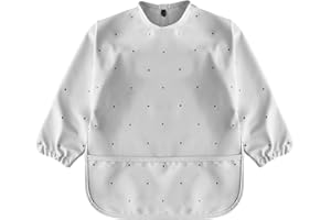 Gemokrt Bavoir Manches Longues Bebe, Bavoir Etanche à Manchs Longue Avec Grande Poche, Enfant Bébé Tablier, Un Cadeau pour Les Enfants de 6 Mois à 3 Ans