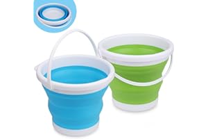 LNCOJOLM Silicone Beach Foldable Bucket Toy 3L Jumbo Sand Pails with Mesh Bag, Swimming Pool for Children Adults, Gift Set for Garden, Travel, Fishing, Cleaning, Outdoor Camping