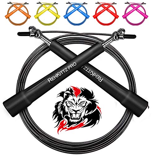AMZOON Springseil Fitness Springseile Skipping Rope Crossfit Erwachsene Sprungseil Tennis Sprungseil (Black)